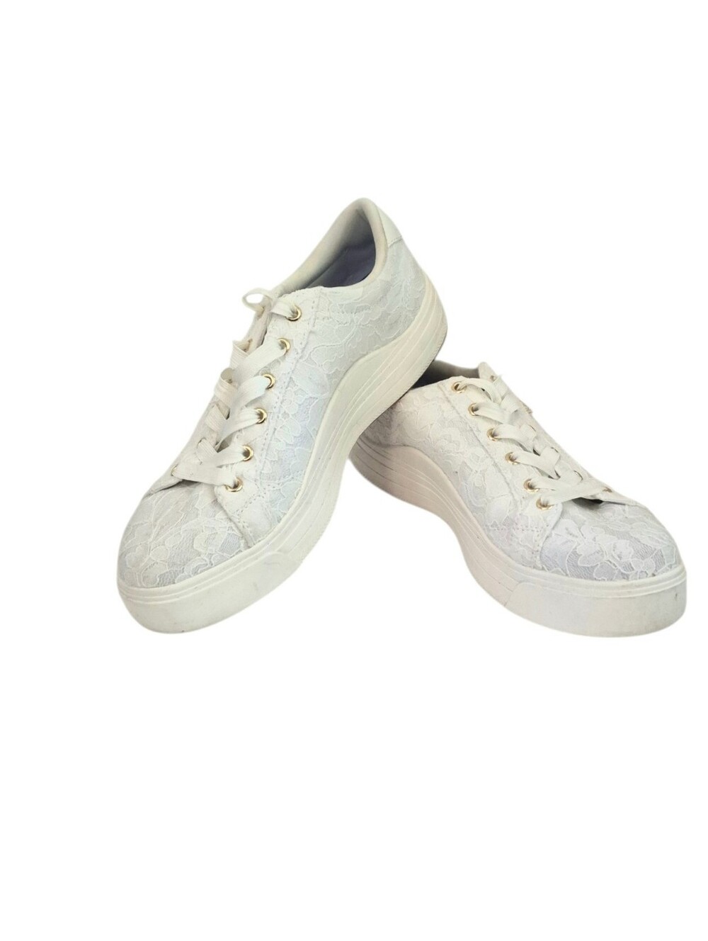 Keds Park Women's White Floral Lace Platform Sneakers Sz EUC